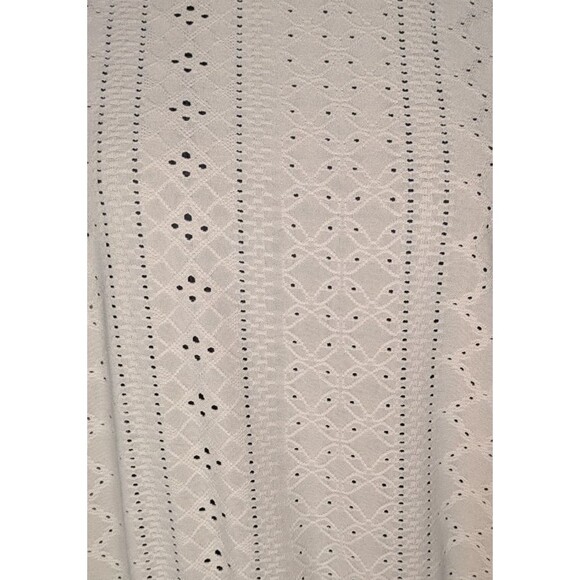 Blouse S Women's Beige Eyelet Banded Waist Short Sleeve Casual Easy to Wear - Picture 2 of 8